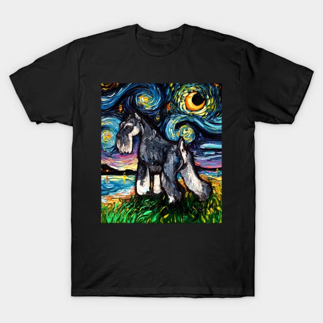 Standard Schnauzer Night T-Shirt by sagittariusgallery